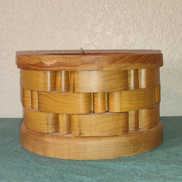 Heavy Wood Holder Container Bowl Utensils Pens Stationery Crafts Napkins Kitchen - Picture 1 of 8